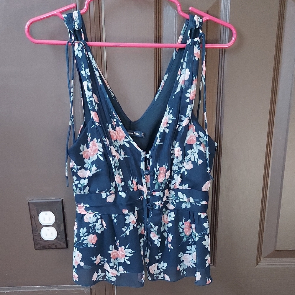 Floral Sleeveless Top - Blue and Pink